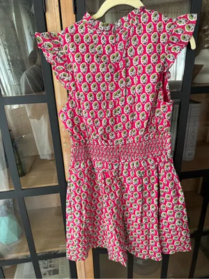 NWT Avara block print mini dress ruffle flutter sleeve floral pockets makayla thumbnail 8