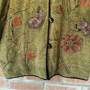 Indigo Moon Vintage Embroidered Jacket Women’s Medium Green Forest Witchy Boho thumbnail 3