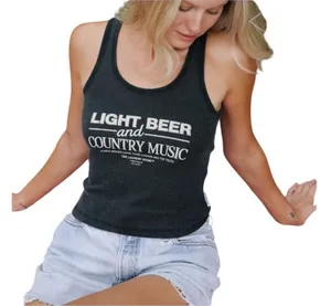 The Laundry Room Light Beer & Country Music Gray Ribbed Tank Top Women’s MD NWOT thumbnail 1