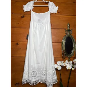 NWT Lulus Sweet Sunlover White Embroidered Off-the-Shoulder Midi Dress Summer M thumbnail 6