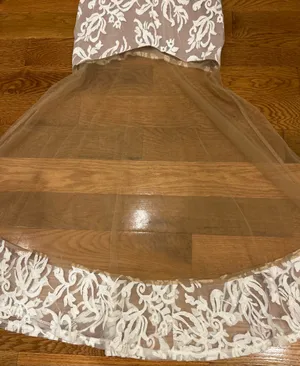 Love Triangle PURE GLAMOUR Nude&White Lace backless Formal maxi Dress-Size Small thumbnail 12