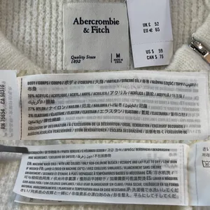 Abercrombie & Fitch Crewneck Knit Sweater | Zip Shoulder Cream NWT thumbnail 4