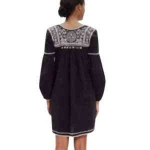 Ulla Johnson Boho Mira Black Pink Cotton Embroidered Tasseled Mini Dress Size 6 thumbnail 5
