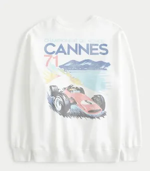 Hollister white sweatshirt with Cannes graphic Size M thumbnail 1