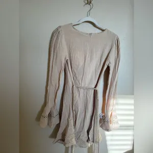 Hello Molly Follow My Lead Linen Mini Dress Sz Small‎ Beige Flare Sleeve NEW thumbnail 12