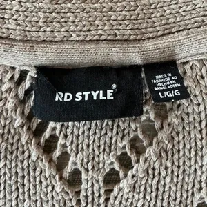 RD Style Tan Open Knit Cardigan‎ Size Large Lightweight Boho Chic thumbnail 4