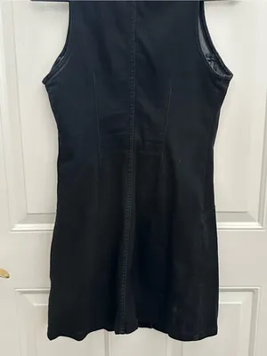 Free people wondering star Sleeveless Black Button-Front Denim Dress size 2 thumbnail 8