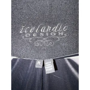 Icelandic Design Black Boiled Wool Vest‎ Grey Corded Embroidery Petite L vintage thumbnail 6