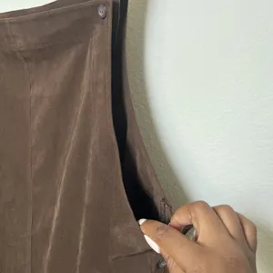 VTG 90s Women Chocolate Brown‎ Jumper Overall Chore Dress 2X Faux Suede Western thumbnail 4