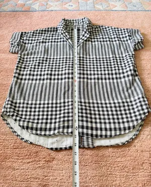 Madewell Black White Plaid Double Layer Oversized Shirt XXS Short Sleeve thumbnail 4