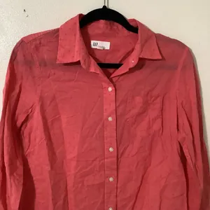Gap Coral Polka Dot Lightweight Casual School Boyfriend‎ Fit Button Down Shirt S thumbnail 3