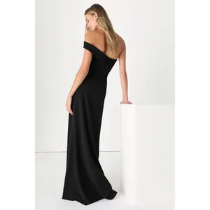 NWT Lulus Iconic Sophistication Black One-Shoulder Asymmetrical Maxi Dress Sz L thumbnail 3