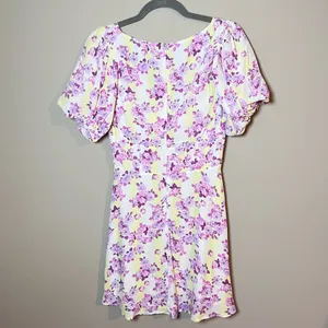 For Love & Lemons Atlanta Puff Sleeve Button Mini Dress Purple Floral S thumbnail 7