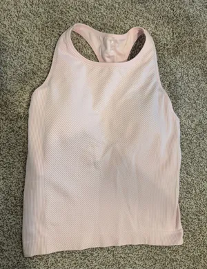 CALIA by Carrie Underwood Pale Pink Ribbed Racerback Tank thumbnail 1
