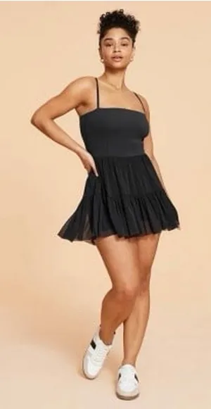 Blogilates Women Ballerina Dress Small Black Tiered Mesh Skirt Built-in Shorts thumbnail 1
