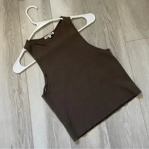 Reformation Distressed Tank Top organic cotton womens Brown (small) casual crop thumbnail 1