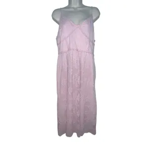 NSR Blush Pink Midi Fit‎ & Flare Lace Crochet Dress Size XL Sleeveless Floral thumbnail 3