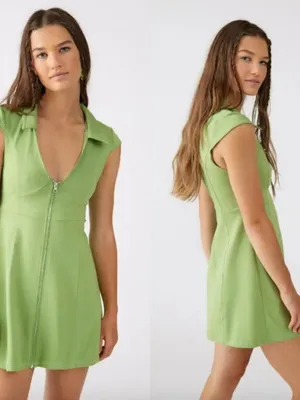 Urban Outfitters UO Lime Green Casual Short Sleeve Amal Mini Dress thumbnail 2
