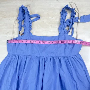Free People Womens XS Periwinkle Blue Ruffle Strap Tiered Cotton Maxi Dress thumbnail 7