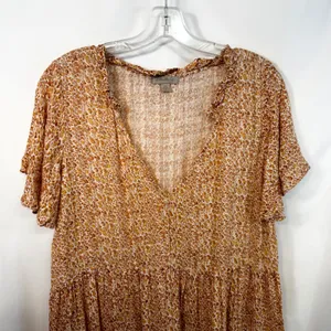 Wonderly Plus Size 1X Midi Dress Orange Floral‎ Tiered Fairy Boho Feminine 1231 thumbnail 4