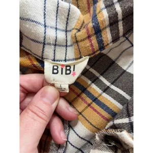 BIBI Plaid Flannel Button Up Yellow Black Size Large Cabin Outdoors Western thumbnail 5