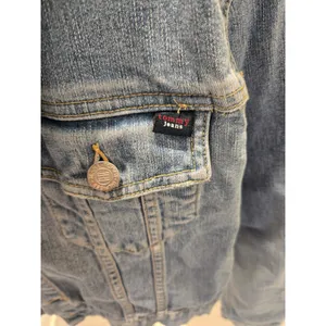 Tommy Hilfiger Tommy Jeans M Cropped Denim Trucker Y2K Jacket Womens Light Wash Blue Jean thumbnail 3