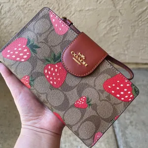 Coach Wild Strawberry Print Tech Wallet thumbnail 1