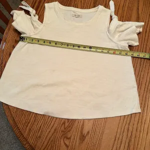 MADEWELL Skylark Top Cold Shoulder Bow Sz S Textured Ivory Boxy Relaxed Fit thumbnail 5