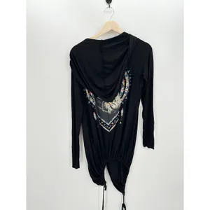 Lauren Moshi Beverly Hills Black Horse Boho Button‎ Front Hoodie Shirt Small thumbnail 2