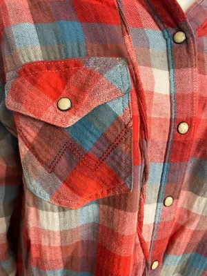 Carhartt Wrangler Retro Womens Flannel hoodie shirt button Down large lightweight thumbnail 2