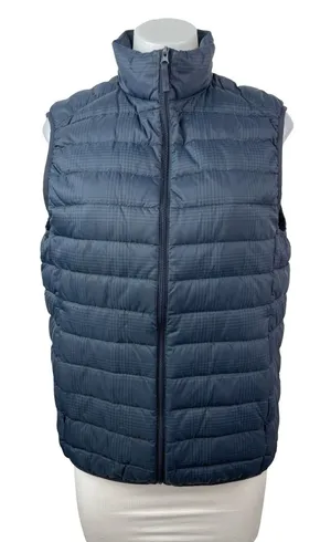 Uniqlo Ultra Light Houndstooth Women's Blue Full Zip Puffer Vest Jacket Size S thumbnail 1
