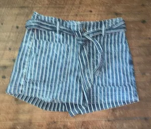 American Eagle navy and white striped paper bag 10 shorts thumbnail 1