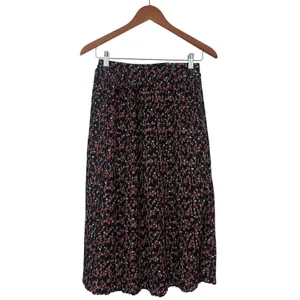 Trendyol Floral‎ Pleated Midi Skirt Green Pink Ditsy Print Elastic Waist Size 34 thumbnail 3