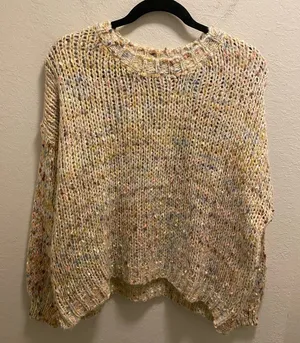 Lulu's Keep You Warm Beige Multi Chunky Knit Sweater Size Large thumbnail 1
