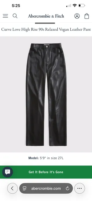 Abercrombie Leather Vegan Pants Curve Love thumbnail 3