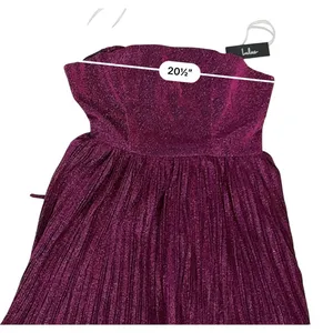 Lulu's Party Era Magenta Sparkly Lace-up Pleated Skater‎ Dress MEDIUM NWT Party thumbnail 7
