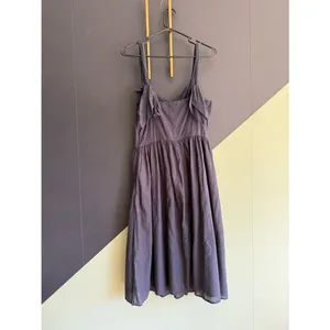 Iris & Ink Navy Blue 100% Cotton Midi Sundress w/ Tie Straps, Size 4, VGUC thumbnail 2
