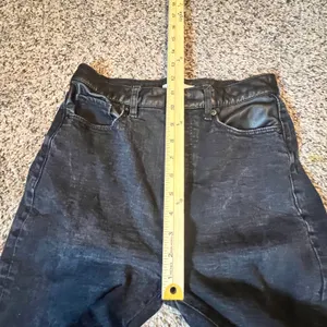 LOFT The Straight‎ High Rise Jeans Faded Black Faux Leather Trim Size 24/00 thumbnail 5