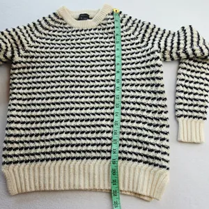 Theory Innis B‎ Loryelle Wool Sweater Black White Textured Stripe D1011730 thumbnail 8