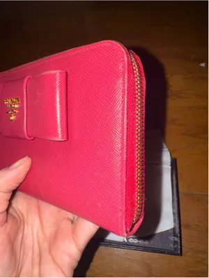 Prada Saffiano Leather Bow Wallet, One Size, Pink thumbnail 2