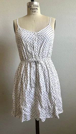 Polka Dot Spaghetti Strap Drawstring Mini Dress Size Junior 10 thumbnail 1