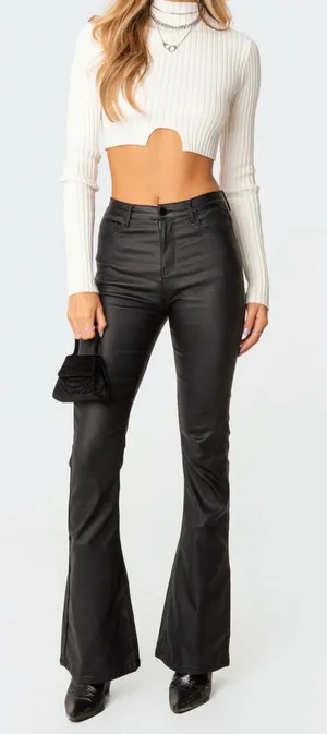 Edikted Pants Leather Flare thumbnail 1