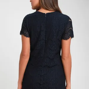 Lulu's Take Me to Brunch Navy Blue Lace Shift Dress Size Extra Small thumbnail 2