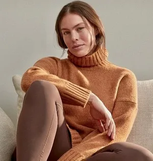 EVERLANE The Cloud Turtleneck Sweater Wool Alpaca‎ Heathered Chai Small thumbnail 1