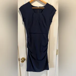 BCBG Max Azria Joana Ruched Fitted Mini Pencil Dress Navy Blue size 6 thumbnail 2