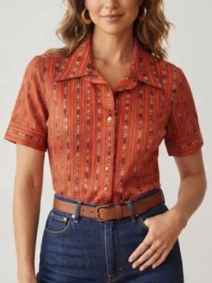 Vintage Graff Polyester Blouse Red‎ Red Size M thumbnail 1