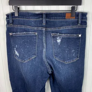 Judy Blue Jeans Boyfriend Fit Women's Size 11/30 Distressed Denim Bleach Splash thumbnail 10