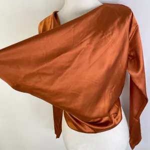 Pretty Little Thing New Satin Cowl Neck Long Sleeve Crop Top Rust Size 6 thumbnail 11