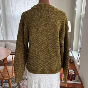 Target Universal Thread Chunky Knit Moss Green Pull Over Sweater Cotton Small thumbnail 3
