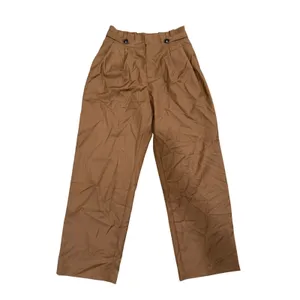 Commense Preppy Academia Brown Wide Leg Button Detail Casual Pants Small thumbnail 2
